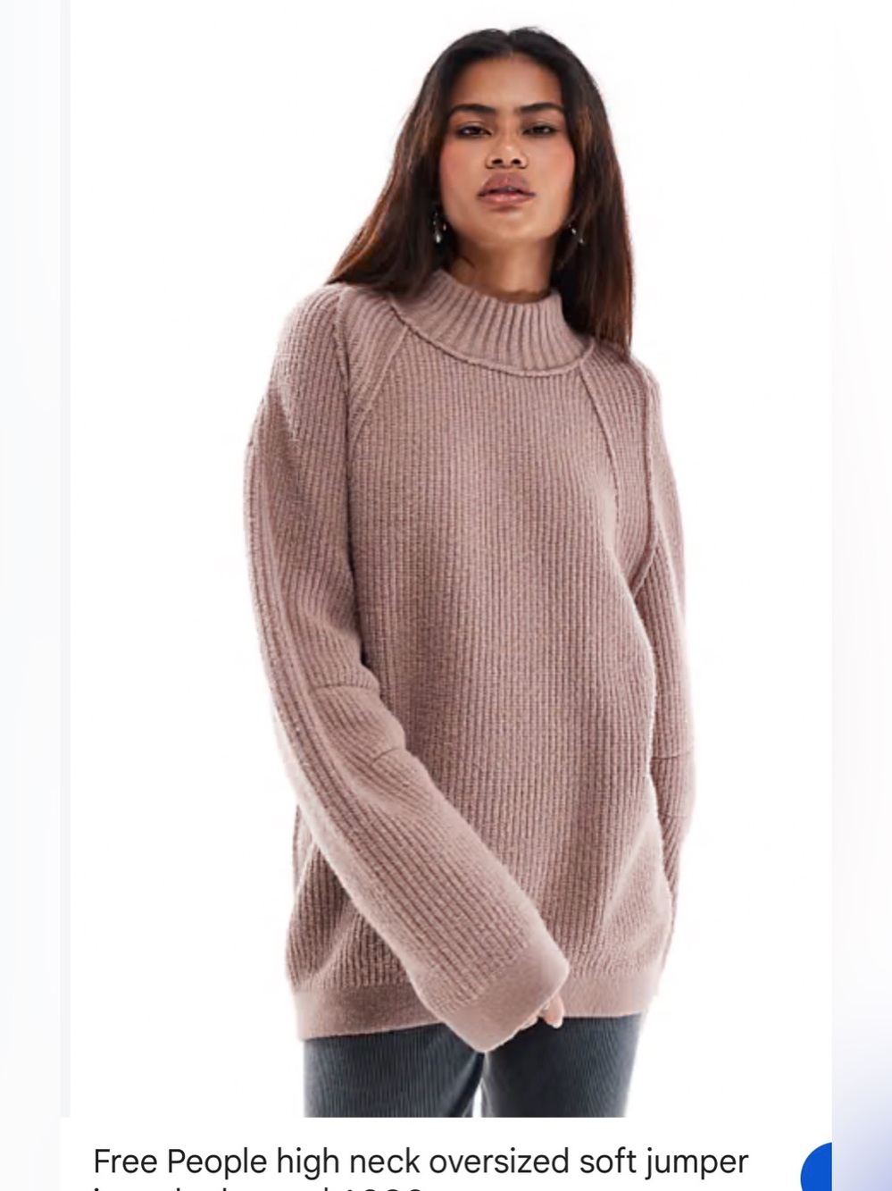 Free People Oversized Ribbed Mock Neck Sweater - Mauve